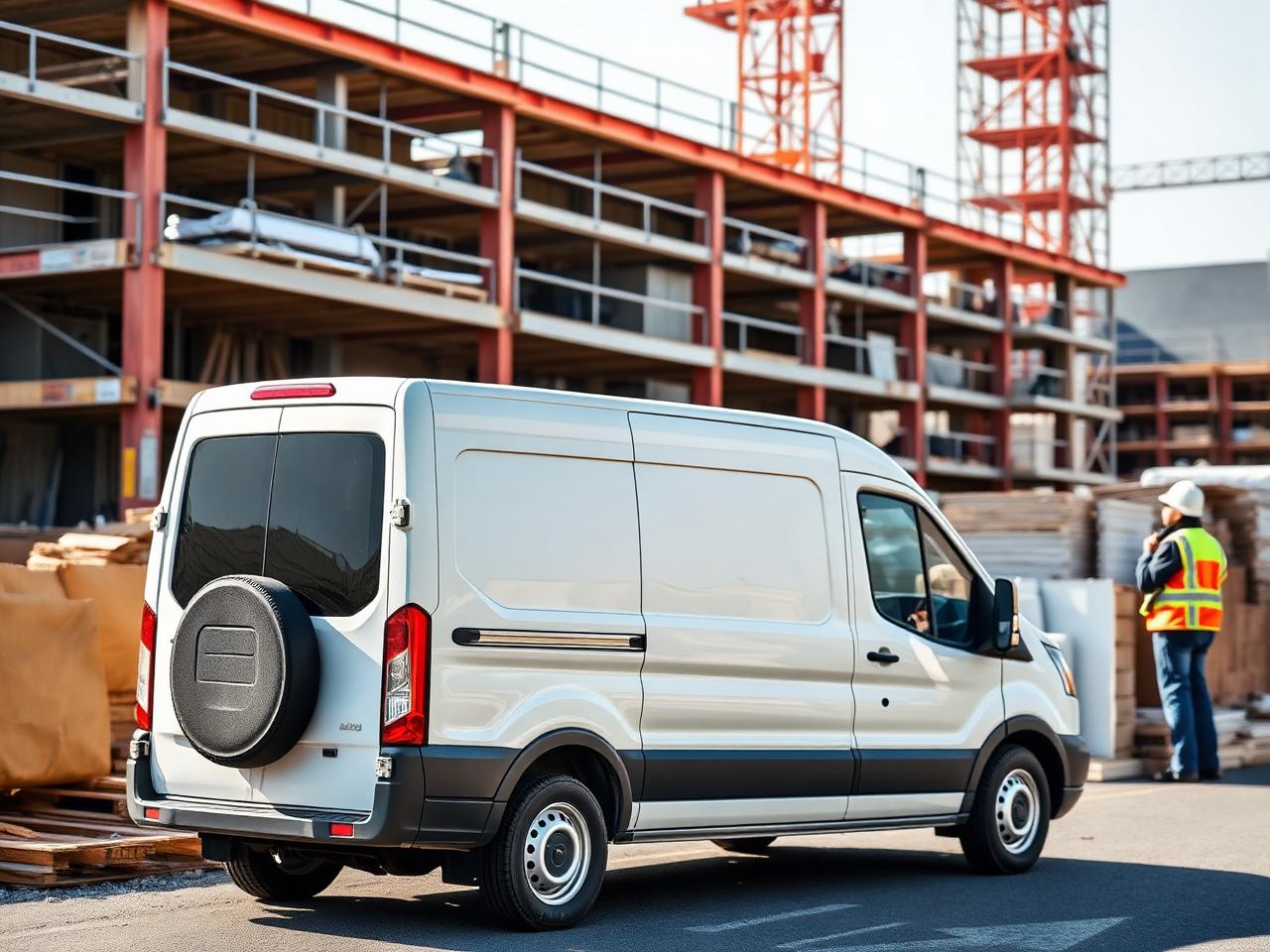 cargo van at a GTA construction site delivering materials